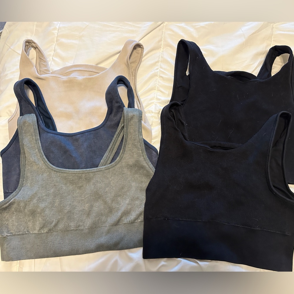 90 Degree By Reflex Ribbed Scoop Tank Trio - Black, Olive, Beige